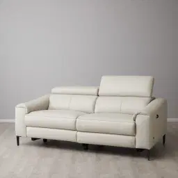 Bruce Cream Leather 3-Seater Electric Recliner 