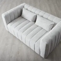 Storme Murmur White Fabric 2-Seater Sofa