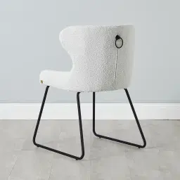 Quinn Cream Boucle Dining Chair - Black Legs