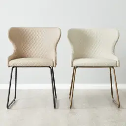 Quinn Cloud Grey Vegan Leather Dining Chair - Black Legs