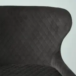 Quinn Charcoal Velvet Dining Chair - Brass Colour Legs