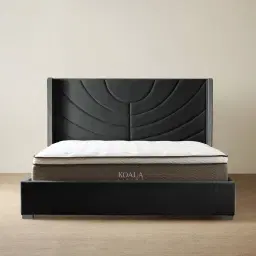Gertrude Charcoal Velvet Queen Bed - Brushed Black Nickel Stainless Steel Frame