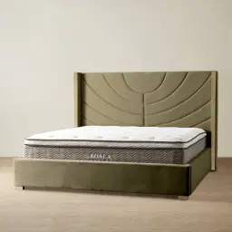 Gertrude Olive Green Velvet King Bed - Brushed Champagne Gold Stainless Steel Frame