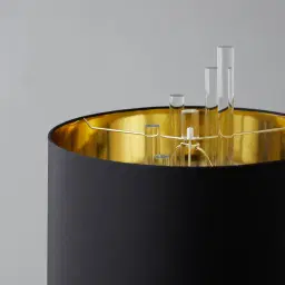 Cassy Brushed Graphite Table Lamp - Black Fabric Lamp Shade