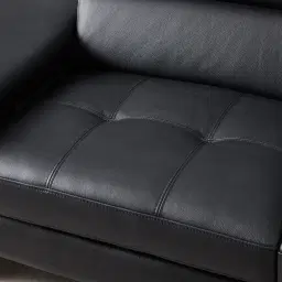 Lennox Black Leather 3-Seater Sofa
