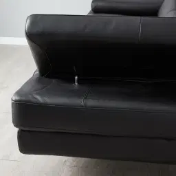 Lennox Black Leather 3-Seater Sofa