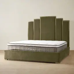 Jacques Olive Green Velvet King Bed - Brushed Champagne Gold Frame