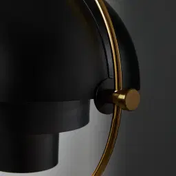 Selene Brushed Gold Metal Pendant Light - 38cm Black Metal Shade
