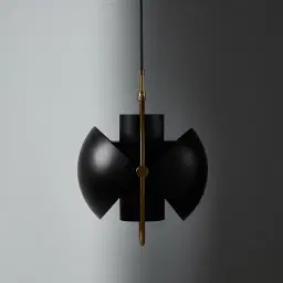 Selene Brushed Gold Metal Pendant Light - 38cm Black Metal Shade