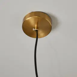 Selene Brushed Gold Metal Pendant Light - 38cm Black Metal Shade