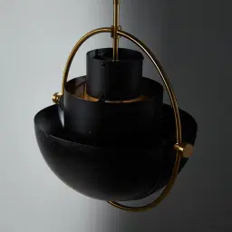 Selene Brushed Gold Metal Pendant Light - 38cm Black Metal Shade