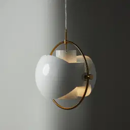 Selene Brushed Gold Metal Pendant Light - 38cm White Metal Shade