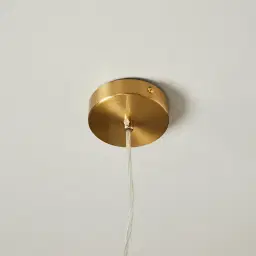 Selene Brushed Gold Metal Pendant Light - 38cm White Metal Shade