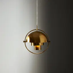 Selene Brushed Gold Metal Pendant Light - 38cm Brushed Gold Metal Shade