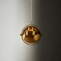 Selene Brushed Gold Metal Pendant Light - 38cm Brushed Gold Metal Shade