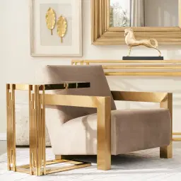 Jules Polished Silver Stainless Steel Side Table