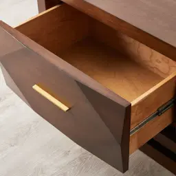 Xandra Dark Walnut Veneer Entertainment Unit-Brass Handles