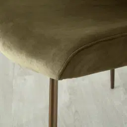Hailey Olive Green Velvet Dining Chair - Brushed Bronze Legs