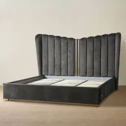 Madrid Charcoal Velvet King Bed