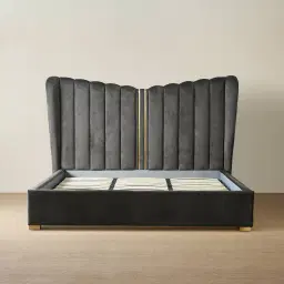Madrid Charcoal Velvet King Bed