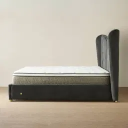 Madrid Charcoal Velvet Queen Bed