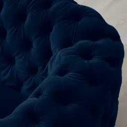 Kelly Navy Blue Velvet 2-Seater Sofa Silver legs