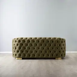 Kelly Olive Green Velvet 2-Seater Sofa Gold Legs