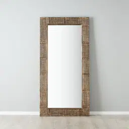 Concentric Black and Gold Carved Wooden Rectangle Mirror