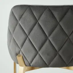 Arya II Charcoal Velvet 67cm Counter Stool - Brushed Gold Metal Legs