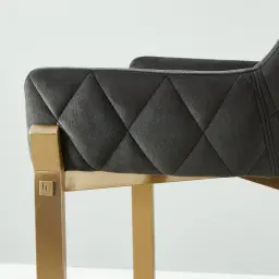 Arya II Charcoal Velvet 67cm Counter Stool - Brushed Gold Metal Legs