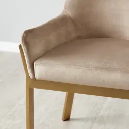 Arya II Beige Velvet Dining Chair - Brushed Gold Metal Legs