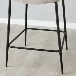 Hailey Vintage Grey Chenille Fabric 67cm Counter Stool - Black Metal Legs