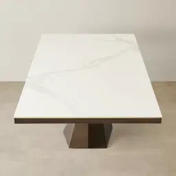 Vania Dark Bronze Dining Table with White Sintered Stone Top - 240x118cm