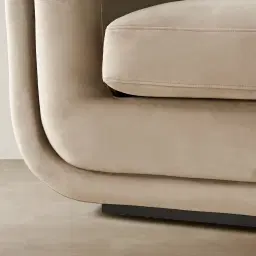 Clementine Beige Velvet 3-Seater Sofa