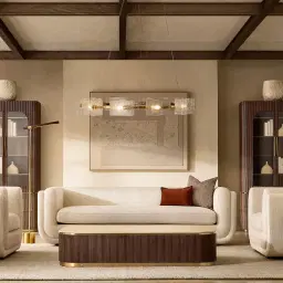 Clementine Chestnut White Woven Fabric 3-Seater Sofa