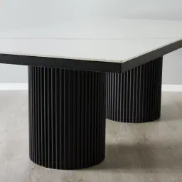 Archie Black Rectangular Dining Table with White Sintered Stone Top - 200x100cm