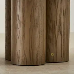 Terzetto Pandora Brown Sintered Stone Curved Dining Table- Medium Brown Wooden Legs