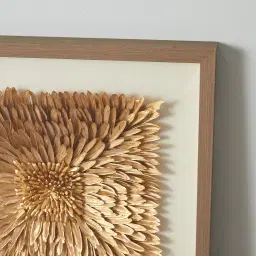 Feather Shadow Box with Light Brown Frame