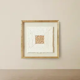 Paper Pulp And Wooden Bead Shadow Box with Golden Frame