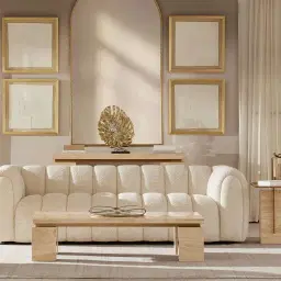 Monolith Natural Cream Travertine Side Table