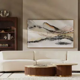 San Pierre Walnut Veneer High Round Coffee Table with Travertine Finish Sintered Stone Top