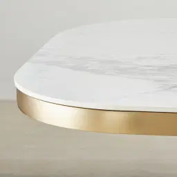 Archie Black Curved Rectangular Dining Table with Statuario White Sintered Stone Top - 200x100cm