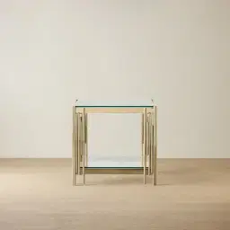 Lindsay Polished Champagne Gold Stainless Steel Side Table