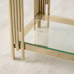 Lindsay Polished Champagne Gold Stainless Steel Console Table