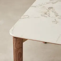 Portobello Pandora Brown Sintered Stone Top Dining Table - Toffee Brown Ash Legs 200x100cm