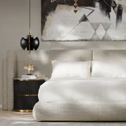 Clementine Dove Grey Woven Fabric Queen Bed