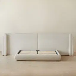 Clementine Dove Grey Woven Fabric Queen Bed