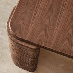 Ophelia Smoky Walnut Veneer Curved Dining Table