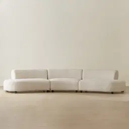 Celestine II Stone Cream Woven Fabric Curved Corner Sofa