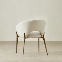 Polina Glacier Grey Vegan Leather Dining Chair - Brushed Bronze Legs
